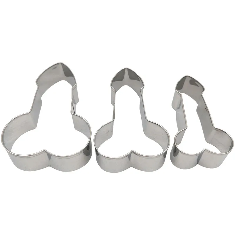 3Pcs Willy Penis Stainless Steel Cookie Cake Cutter Mould Baking DIY Biscuit Mold Tools For Bachelorette Party Hen Night Supplie