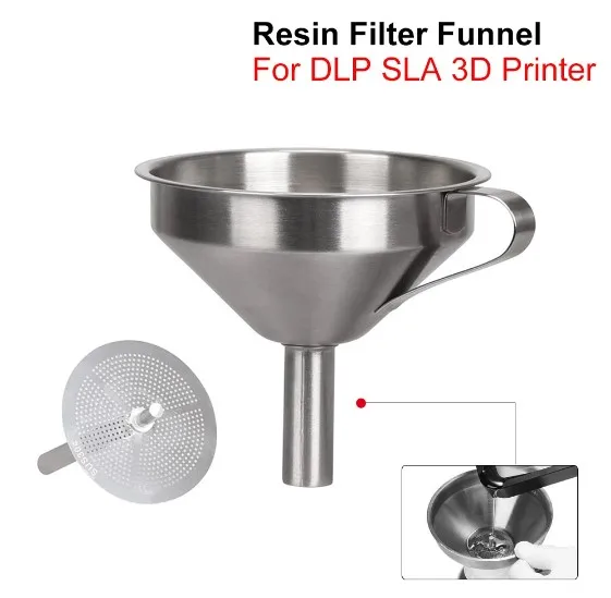 Funil de filtro de resina para impressora 3D, aço inoxidável, removível, com filtro duplo, copo de filtro de resina UV para Elegoo Anycubic SLA/DLP/LCD