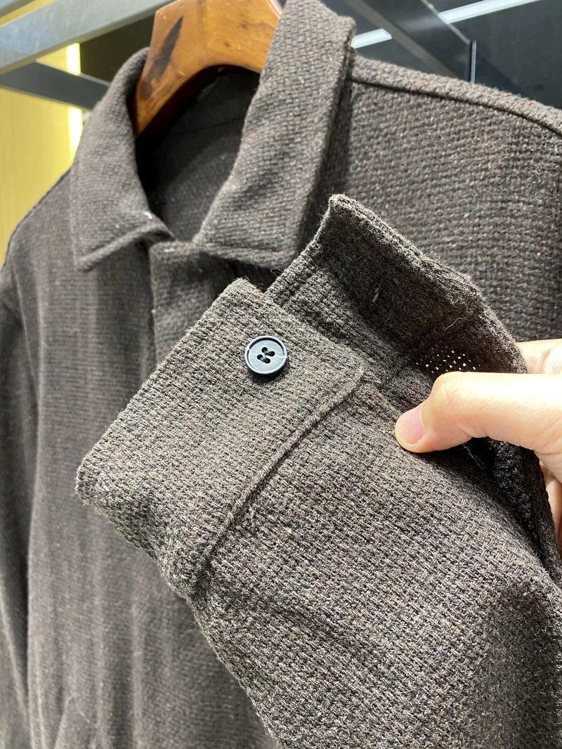 ملابس خارجية مريحة كاجوال طويلة Sve irt للرجال لخريف جديد قابلة للتنفس بأزرار سفلية Ne فضفاضة قابلة للتنفس...