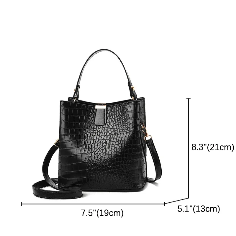 XOUHAM Retro Alligator Bucket Bags Women Crocodile Pattern Handbag Capacity Casual Crocodile Shoulder Messenger Bag Ladies Purse