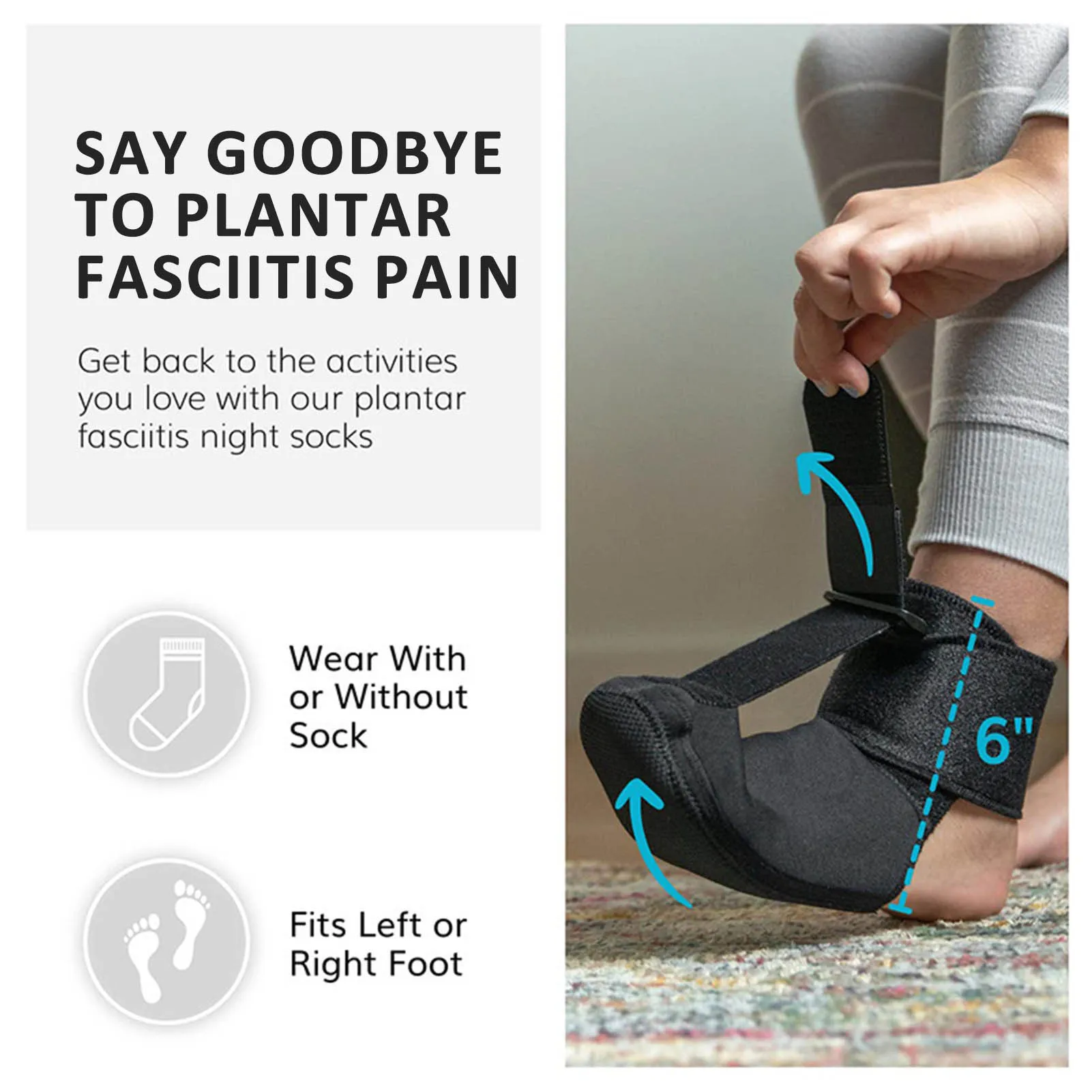 Plantar Fasciitis Night Splint Socks Foot Drop Orthosis Plantar Fascia Support for Women Men Day & Night Use