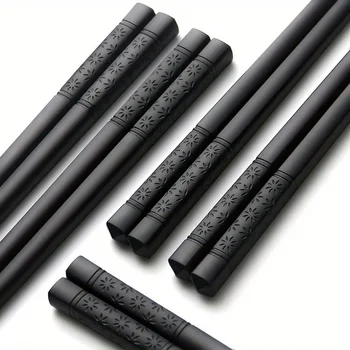 5 Pairs Dishwasher-Safe Fiberglass Chopsticks with Cherry Blossom Pattern - 9 1/2 Inches