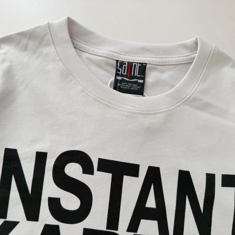 INSTANTKARMA! SAINT TEE White Printed Fashionable Minimalist Men's Women's Casual Short-Sleeve