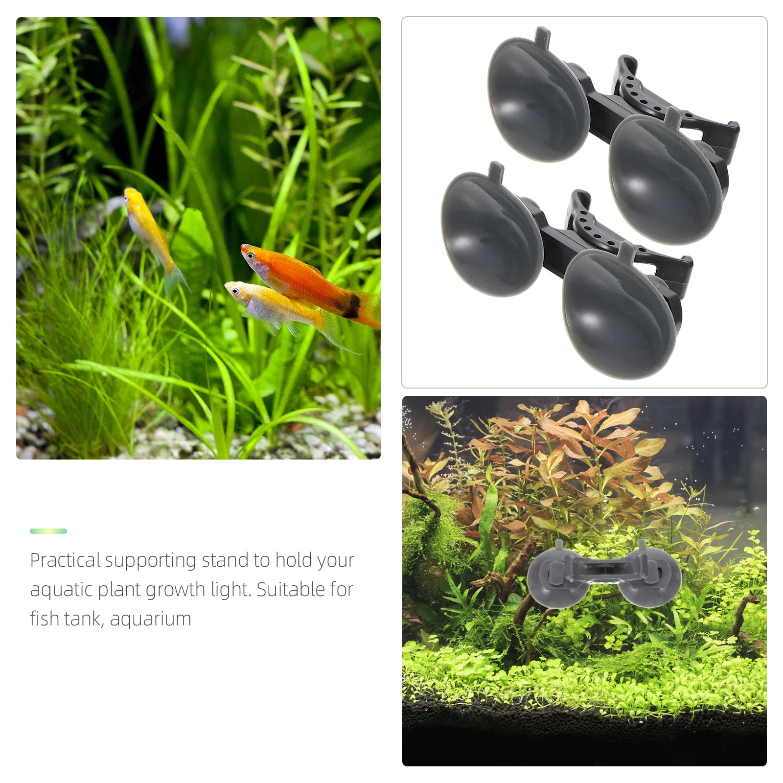 2Pcs Plastic Aquarium Lamp Brackets Grey Fish Tank Light Holders Support Stand for Aquatic Plant Lighting Light Rack