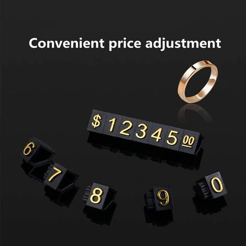 60 Sets Price Display Square Adjustable Price Tag For Price Display Counter Stand Number Letter Dollar Price Block Kit M