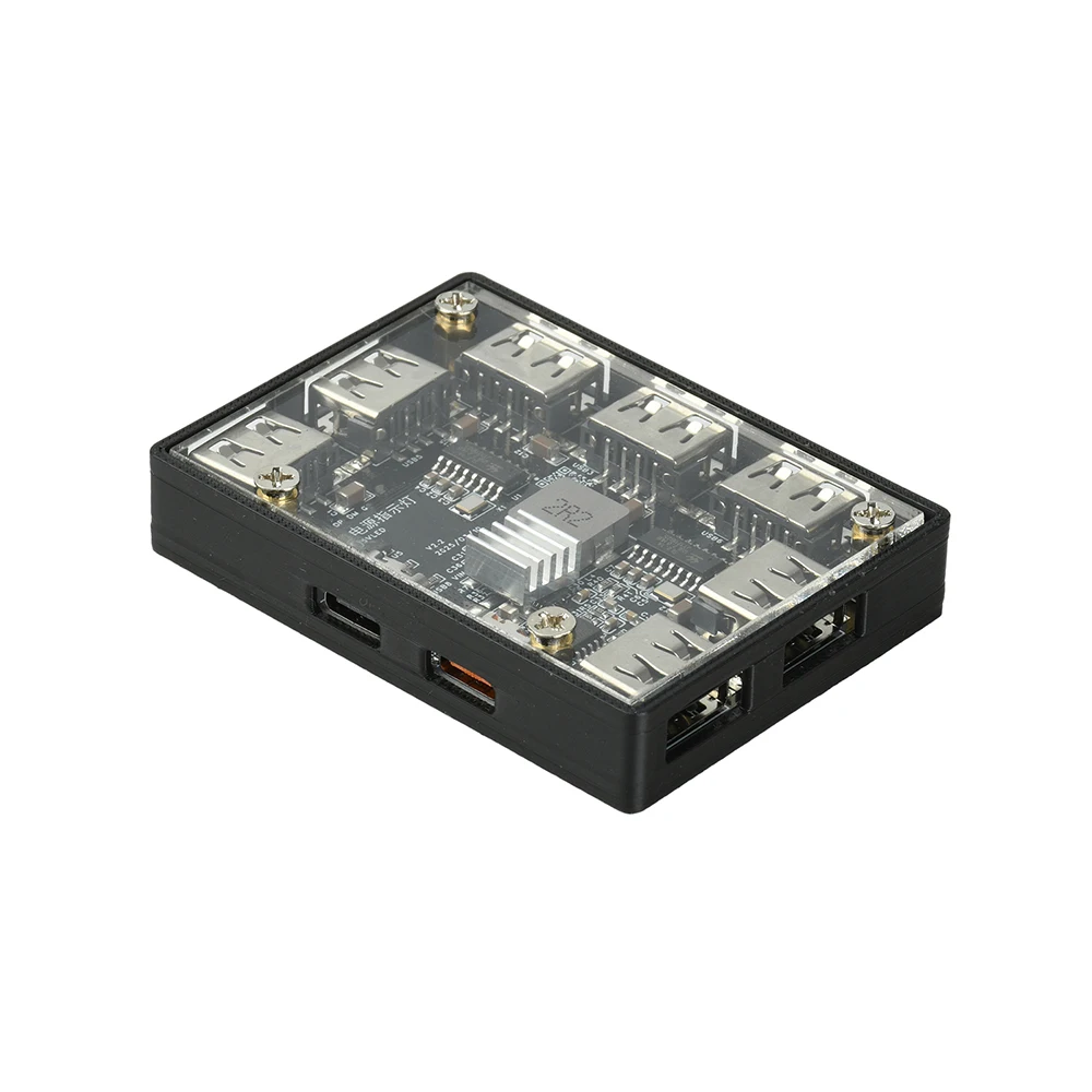 1-to-7-port USB 2.0 Hub USB Expansion Module with Power Supply Rechargeable Seven Port Extender Type C Power Supply Port