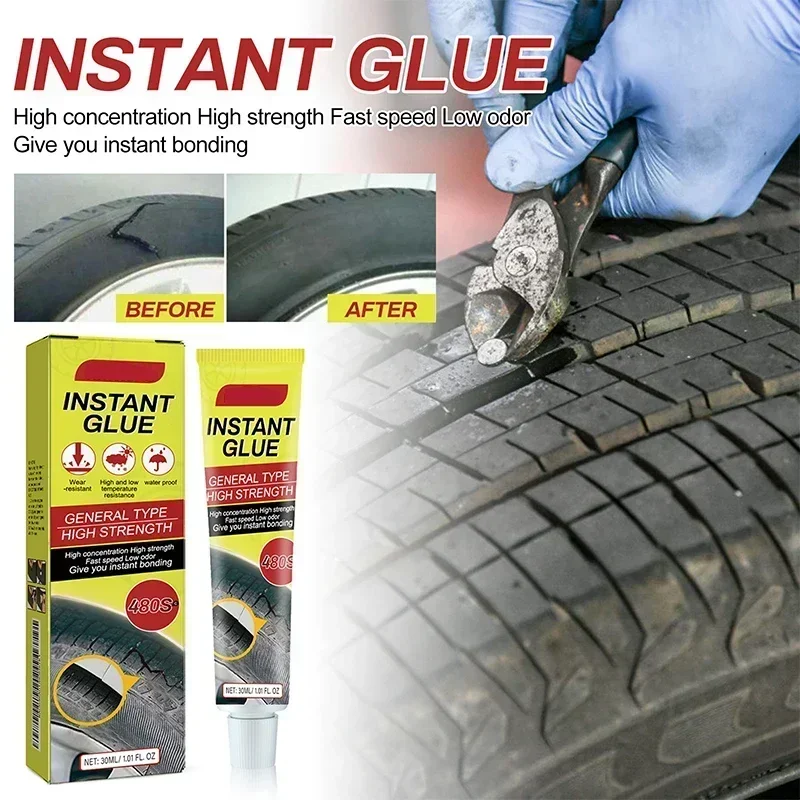 Black Tyre Repair Instant Liquid Strong Rubber Glues Wear-resistant Rubber Non-corrosive Adhesive Glue Car Instant Strong Tools