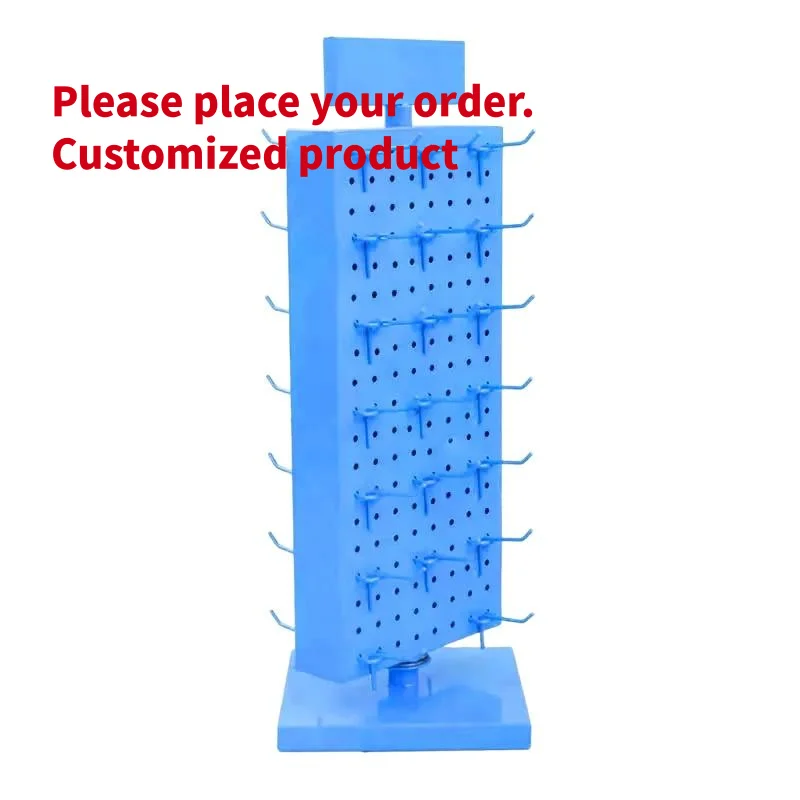 custom.Rotating Blue Pegboard Display: Custom Branded-Retail to Showcase Small Goods