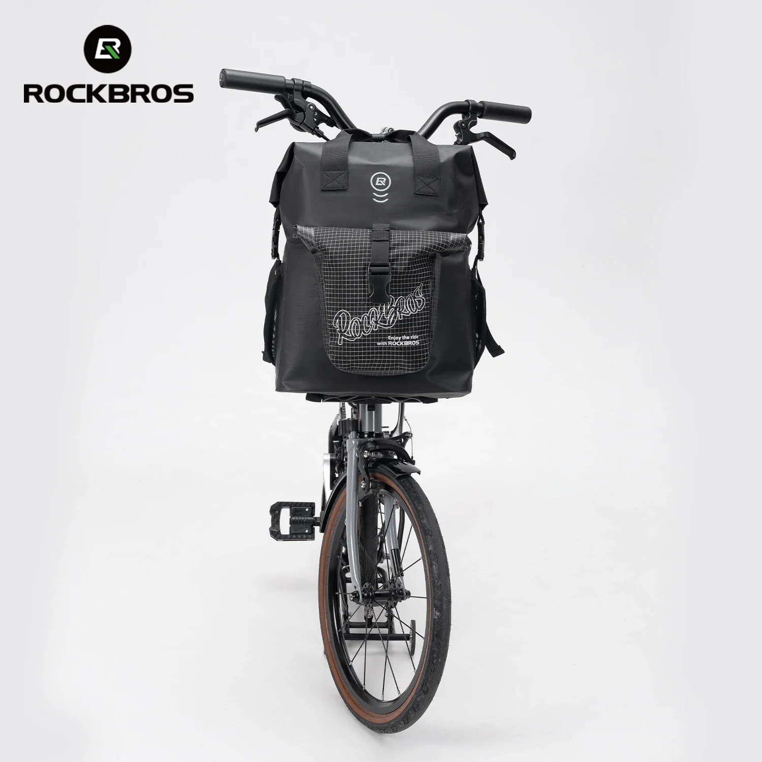 ROCKBROS Folding Bike Front Bag 18L Large Capacity Shoulder Strap Design Multifunctional Bag Suitable for Brompton Folding Bikes