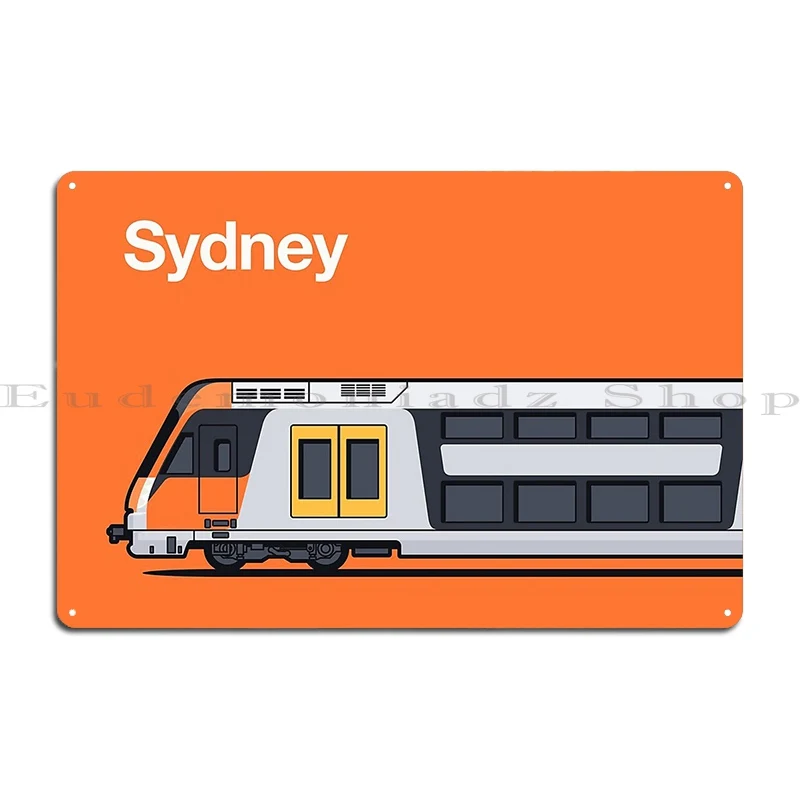 Sydney B Set Orange Waratah World Train Side Australia Metal Sign Living Room Printed Cinema Party Wall Plaque Tin Sign Poster