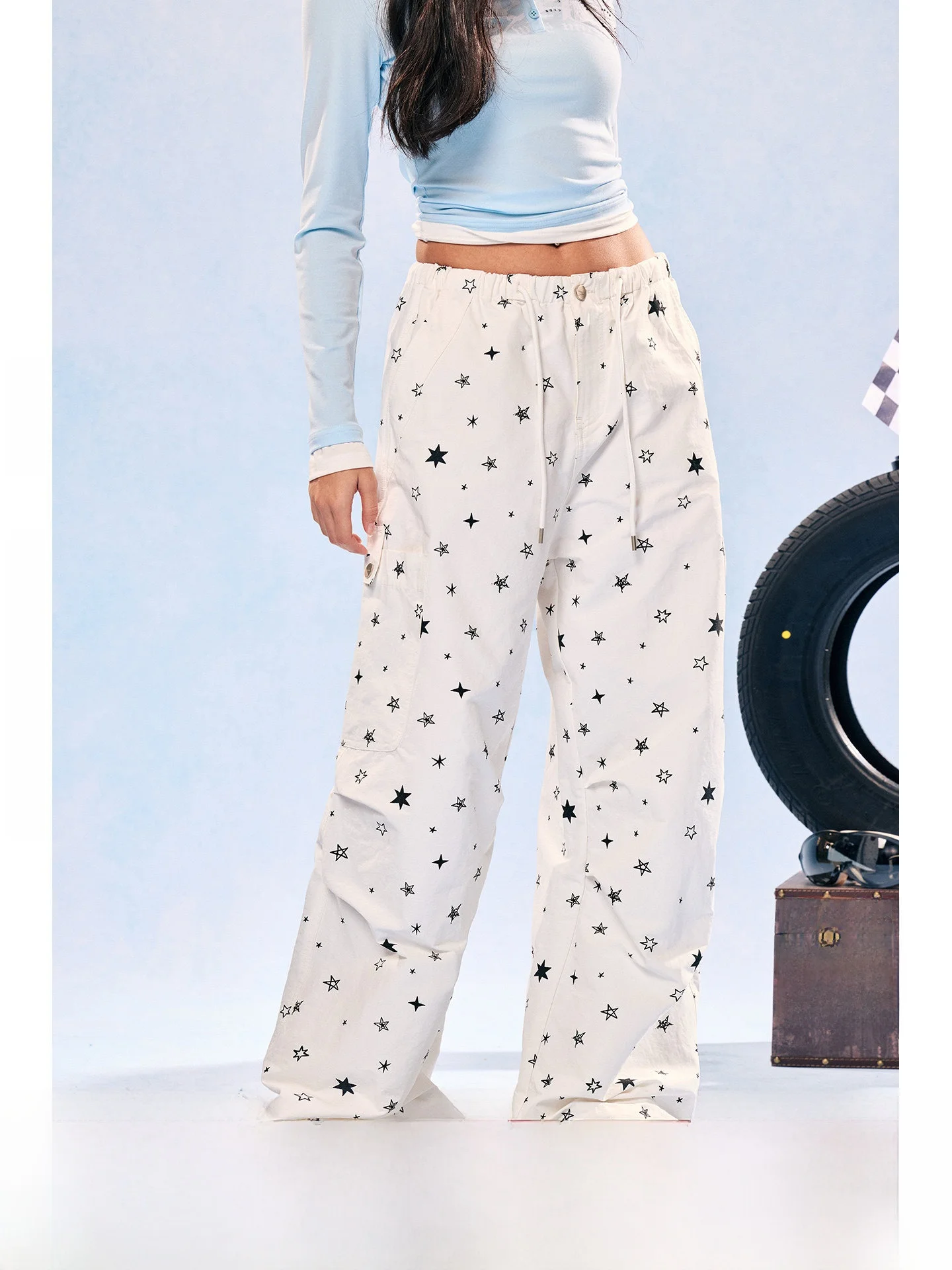 

BeerBro Casual Loose Fit Elastic Waist Quick Dry Umbrella Soldier Pants Women's Cotton Blend Comfortable Straight Leg Trousers