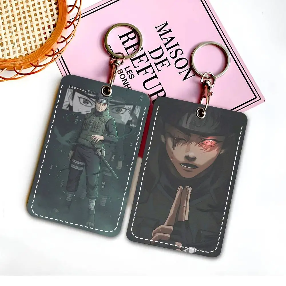 Anime-Charakter Uchiha Shisui N-Naruto Zugangskarten-Etui Schlüsselanhänger Schlüsselring Türzugangskarten ID-Kartenhalter Schlüsselanhänger