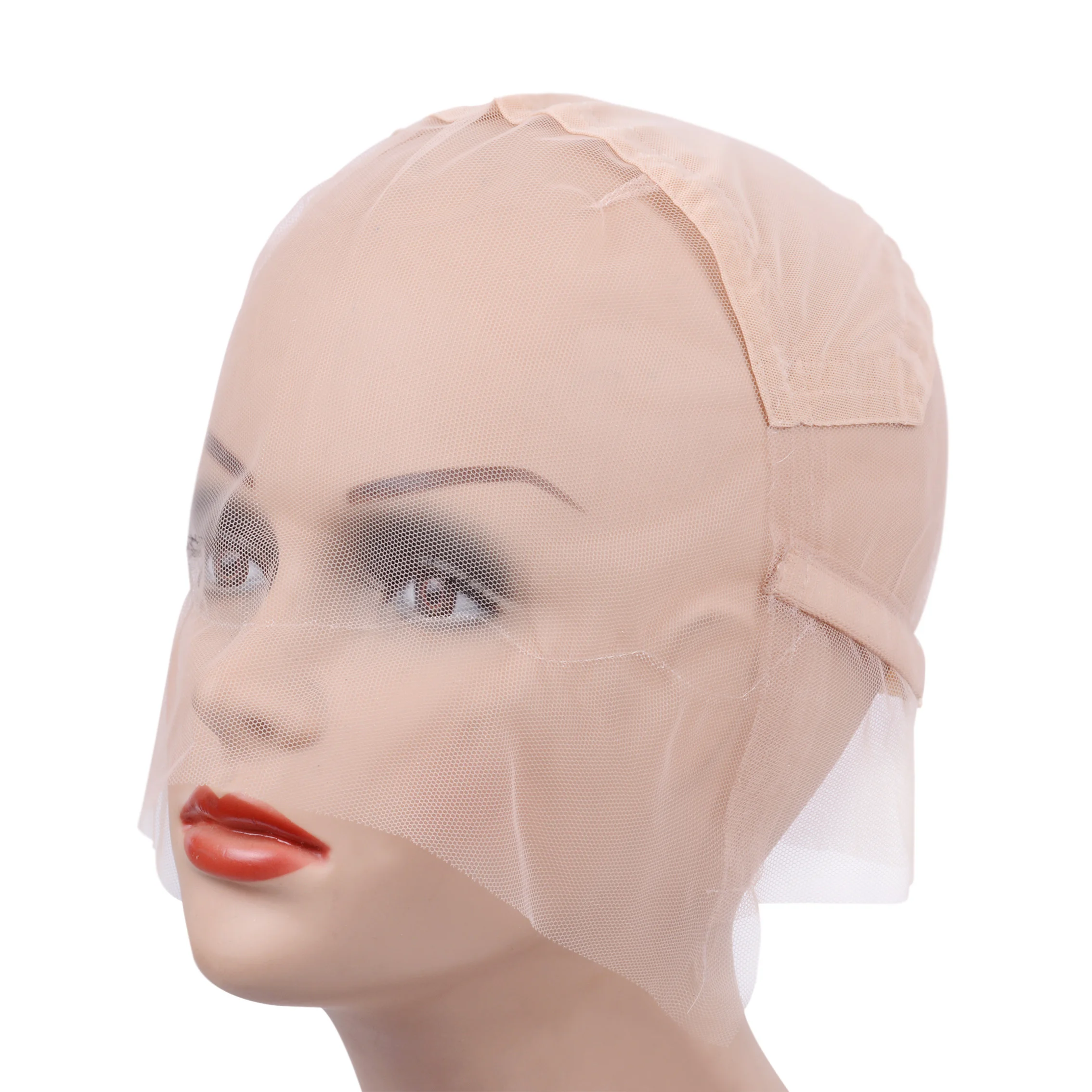 1Pc Brown /Beige Full Lace Wig Cap Base for Making Full Hand Made Wigs with Adjustable Straps Glueless Weaving Cap