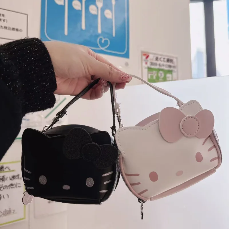 

2025 New Hello Kitty Cartoon Daily Hand-Carrying Kawaii Small Bag Anime Girl Heart Cute Makeup Bag Pu Coin Wallet Birthday Gifts