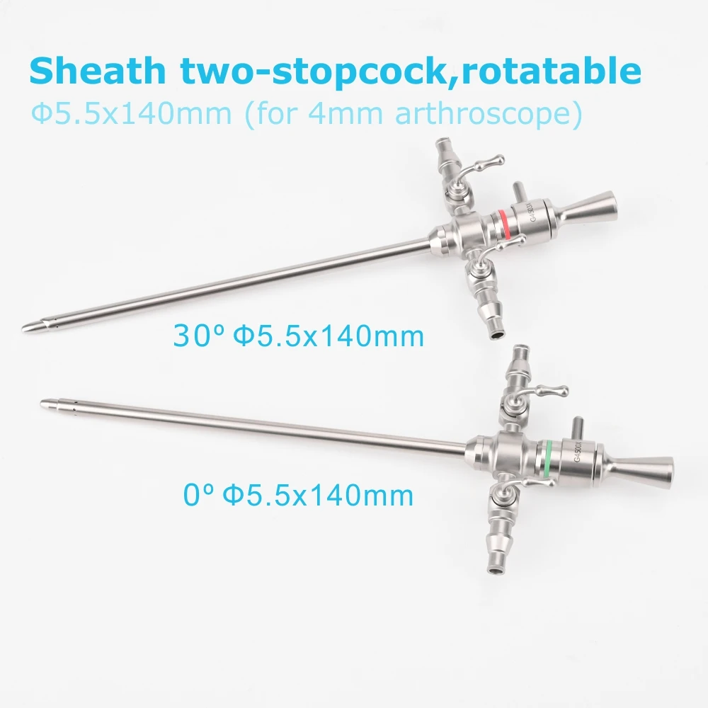 Rigid Arthroscope Two-stopcock Rotatable Sheath and Blunt Obturator for 2.7mm 4mm Arthroscopy Endoscope