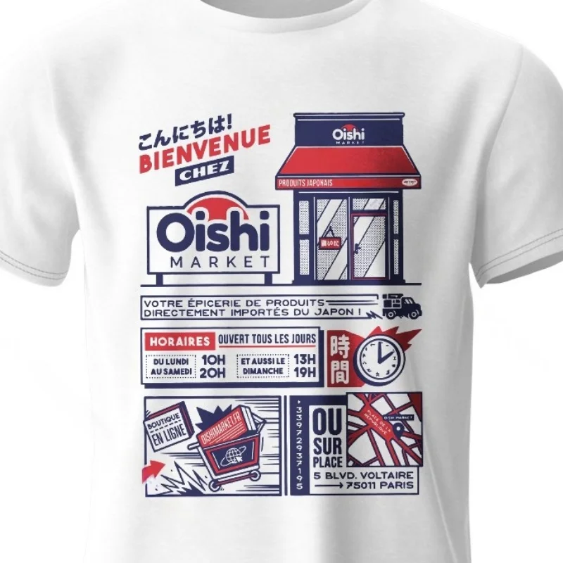 Camiseta con estampado de tienda de conveniencia japonesa vintage, diseño retro Konbini para hombres y mujeres, Top de