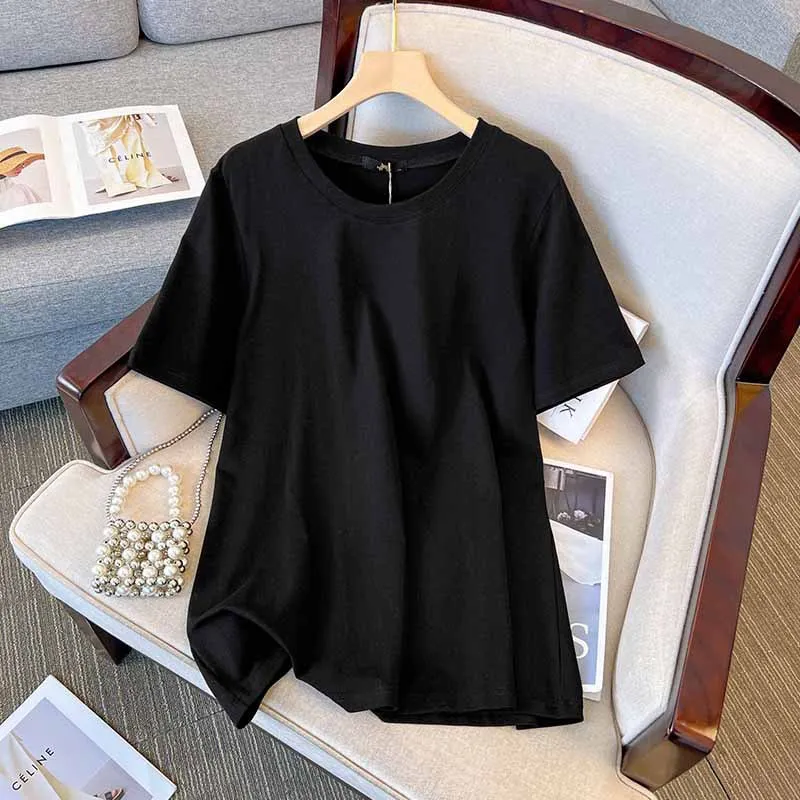 Plus Size 9XL 150KG Summer T Shirts Cotton Short Sleeve O Neck Solid Women Big T shirt Women Tees Loose Tops for Women