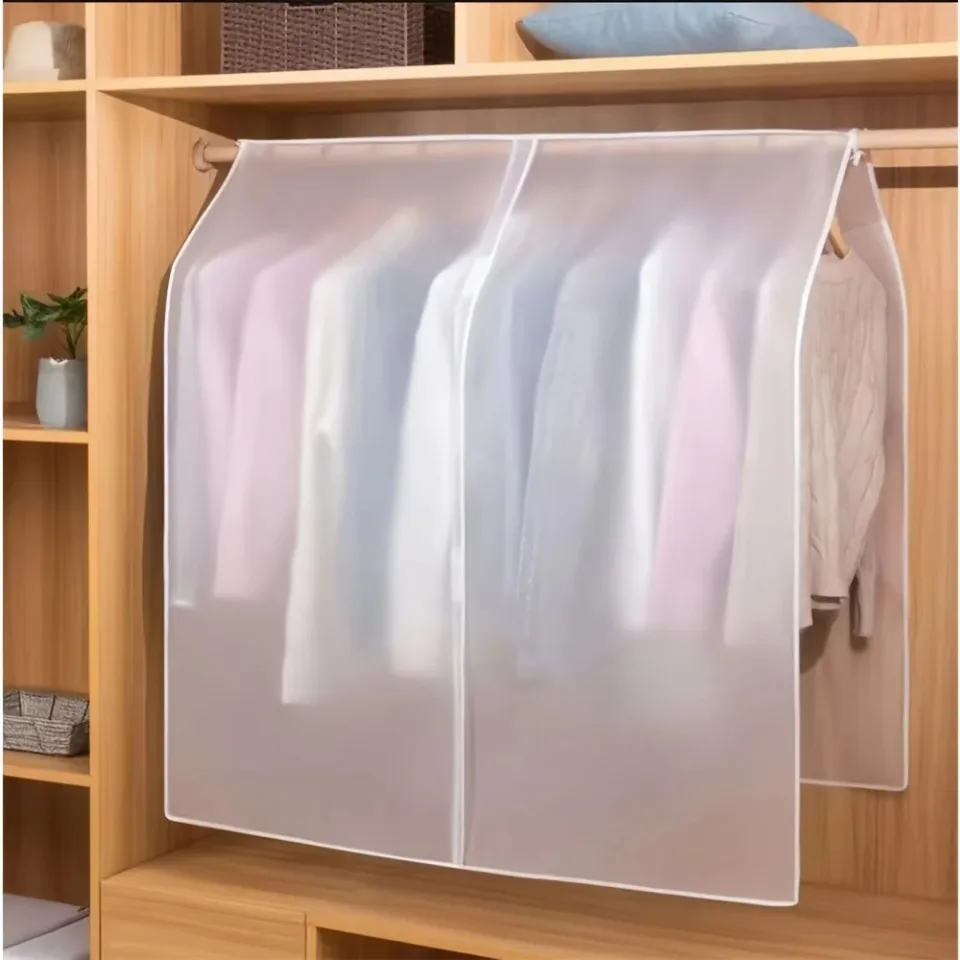 4pcs Clothes Dust Cover Translucent Dress Clothes Garment Dust Cover Hanging Organizer Waterproof Dustproof Clothes Storage