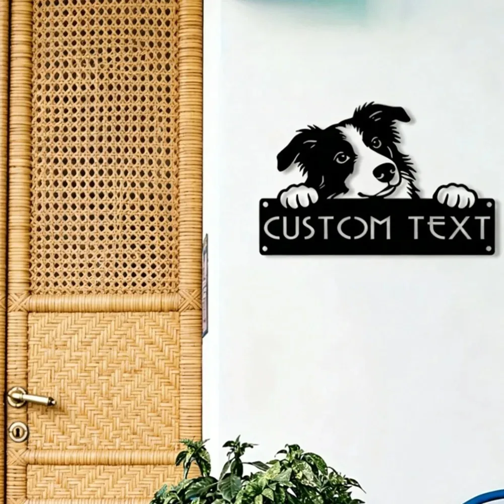 Durable Peeking Dog Wrought Iron Custom Metal Address Number Sign Rustic Farm Outdoor Housewarming Gift