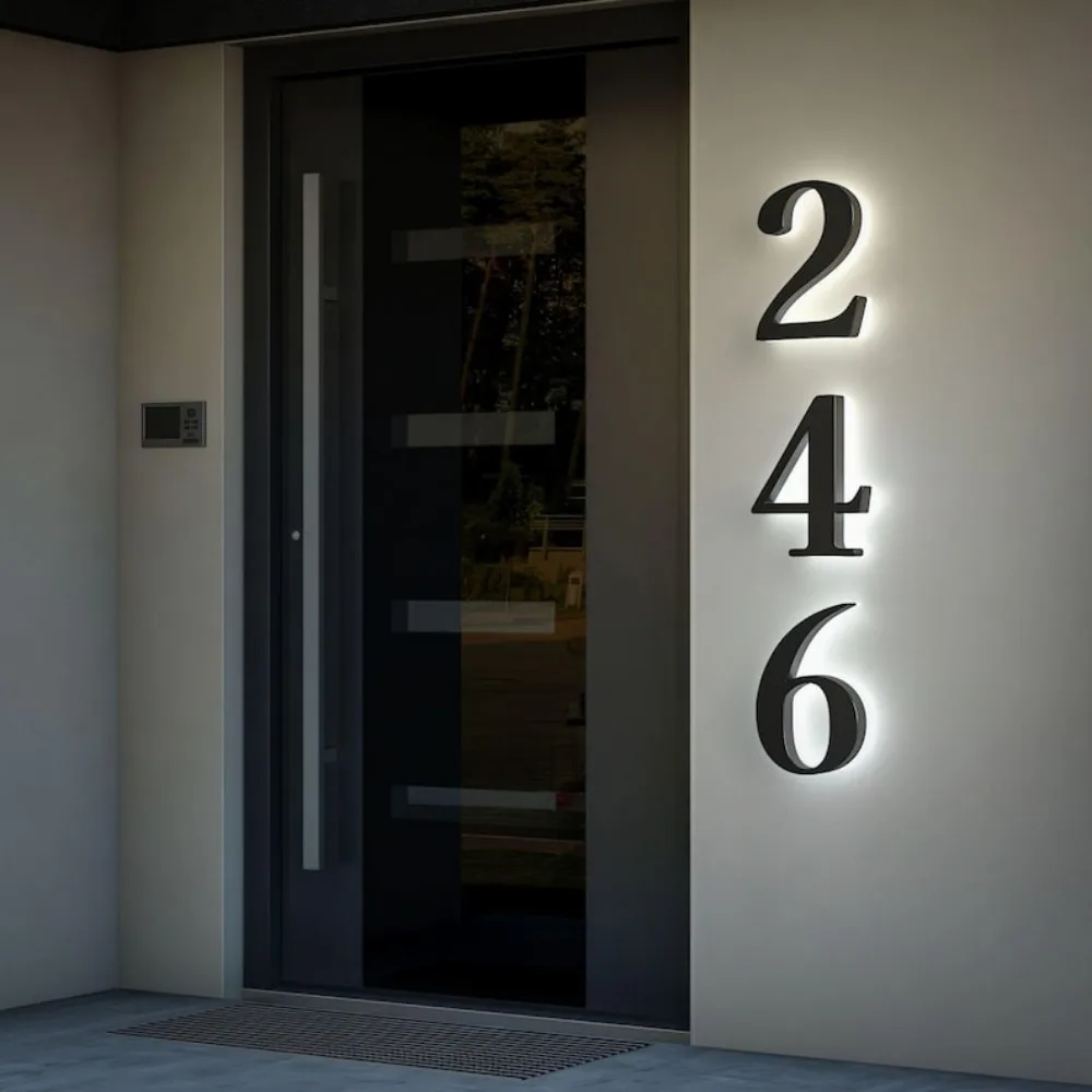 Outdoor Led House Number Sign Personalized Address Number Signs Metal BackLit Numbers Plaques for Home Hotel Room Door Decor