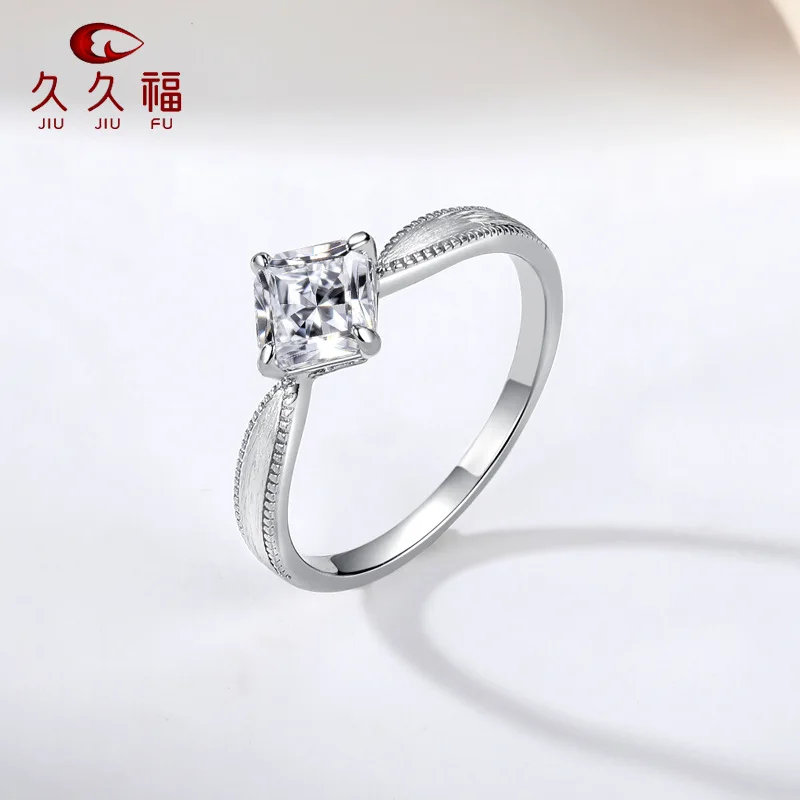 Fashion Brushed Luxury Ring for Women, PT950 Platinum Plus 1 Carat Moissanite, enrich your daily fashion and dressing texture.