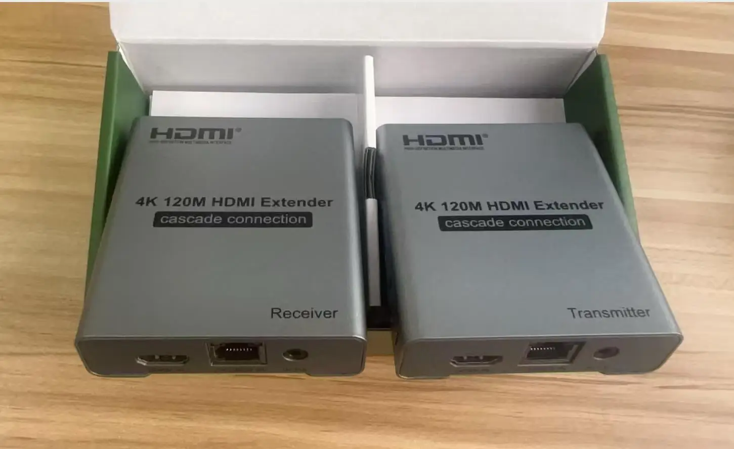 4K 120M HDMIエクステンダー、Cat5e/CAT6 RJ45イーサネットネットワークケーブル経由のカスケード接続、PS4/DVDプレーヤー/TVボックス/PCからテレビへ