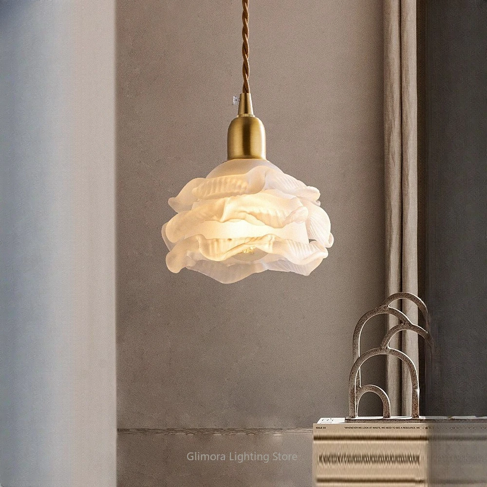 

Nordic French Brass Pendant Lamp,Vintage Creative Style,Brass & Metal, for Bedroom Bedside Living Room Bar Hallway, Unique Light