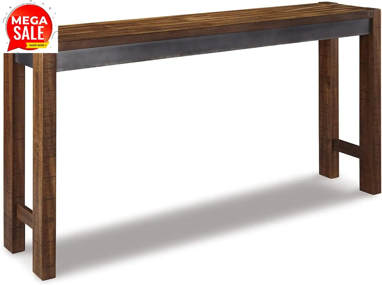 Furniture Torjin Long Counter Height Table, Seats up to 3, Wood, 72.13" W x 16" D x 36" H, 2-tone Brown