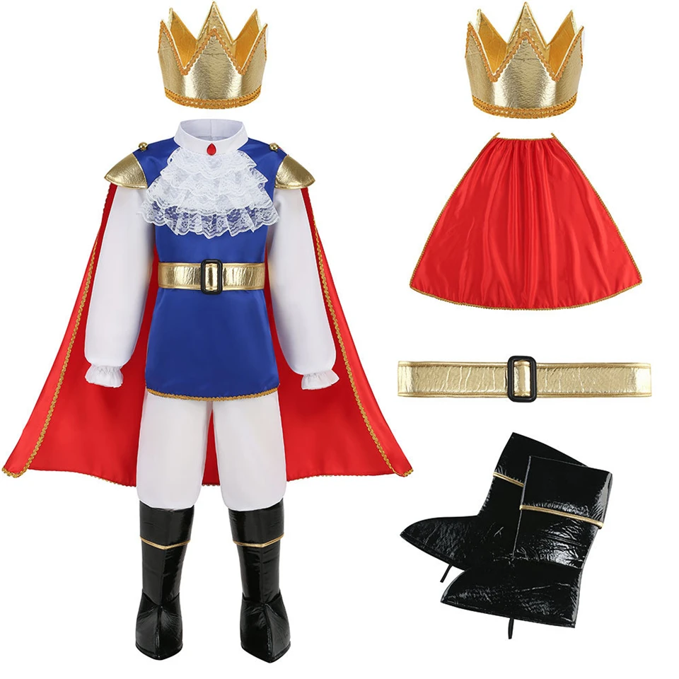 Carnival Boys Halloween Cosplay Prince Charming Children Clothing Set Festival Kids Christmas Party Eric Florian Prince Costume