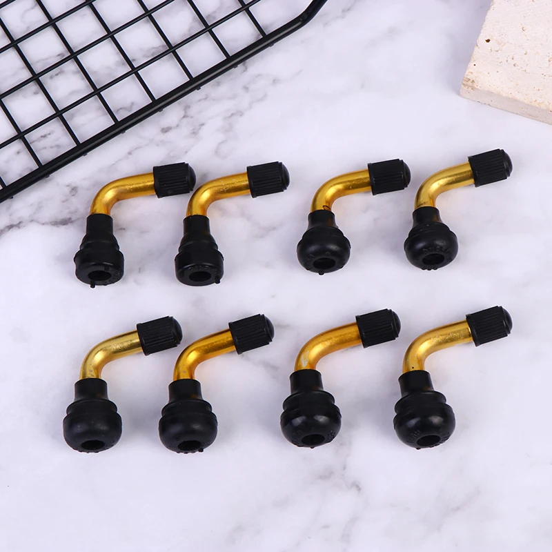 2 Pcs PVR 70/60/50/40 Moto Scooter Snap In/Bolt In Metal Tire/Tyre Valve 90 Degree Rubber Angle Valve Moto Electric Scooter Bike