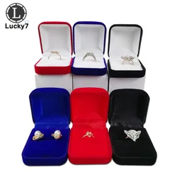 Flocking Ring Box Blue Red Black Jewelry Package Box 7 Colors Available Ring Stud Earrings Jewelry Organizer Storage Gift Box