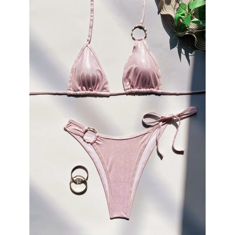 Bikini Double New Bikini Bandage Swimsuit Sexy Swimwear Female Backless Swimsuit Solid Colorbikini6632