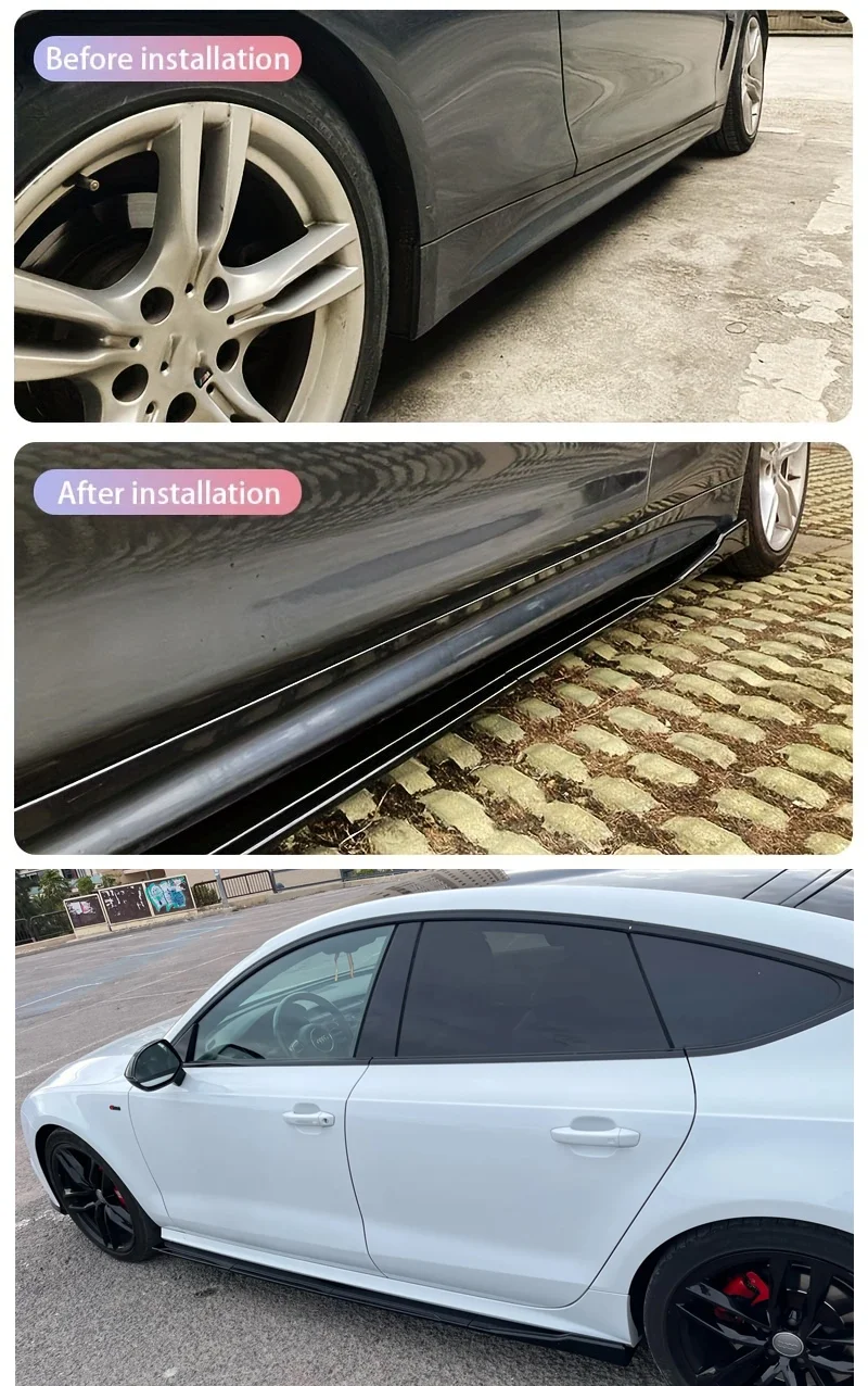 Für BMW Zubehör 3er E90 E91 320i 330i 2005-2011 Auto Seitenschweller 2,2 M 86,6 Zoll Verlängerung Rocker Panels Lip Stoßstange ABS 8p – Detail 4