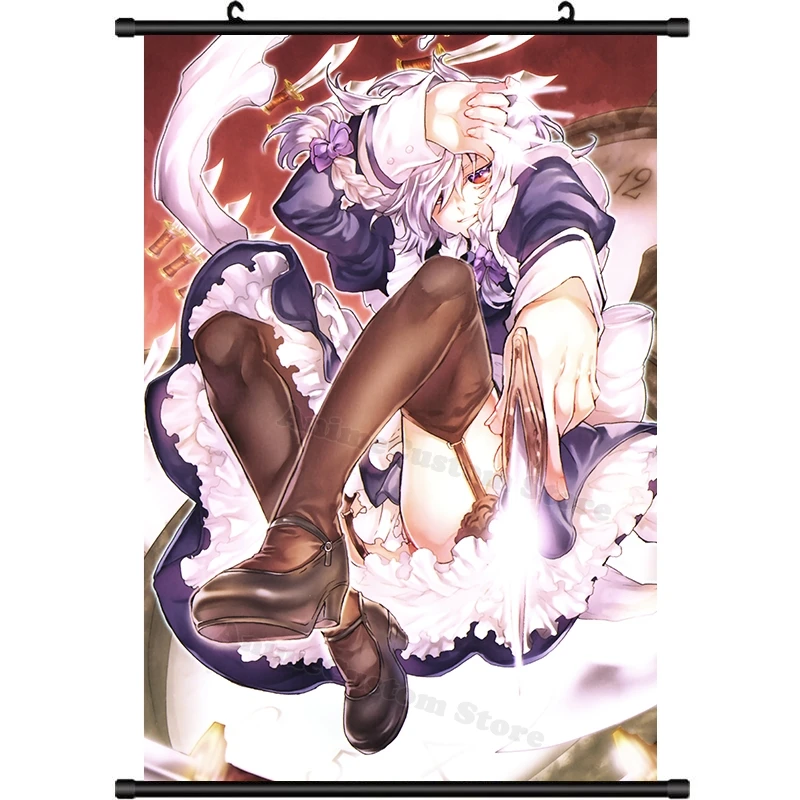 อะนิเมะ Izayoi Sakuya Touhou โครงการน่ารักสาว Wall Scroll Roll ภาพวาดโปสเตอร์แขวนภาพโปสเตอร์คอลเลกชันคอสเพลย์ของขวัญ