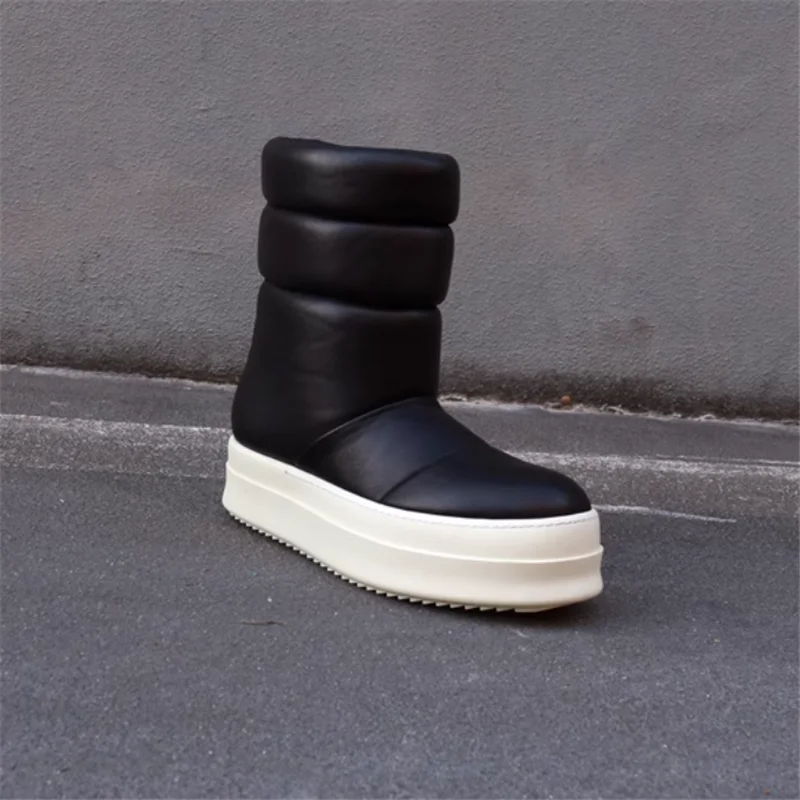 

Мужские зимние ботинки с толстой подошвой, водонепроницаемые мужские черные ботильоны