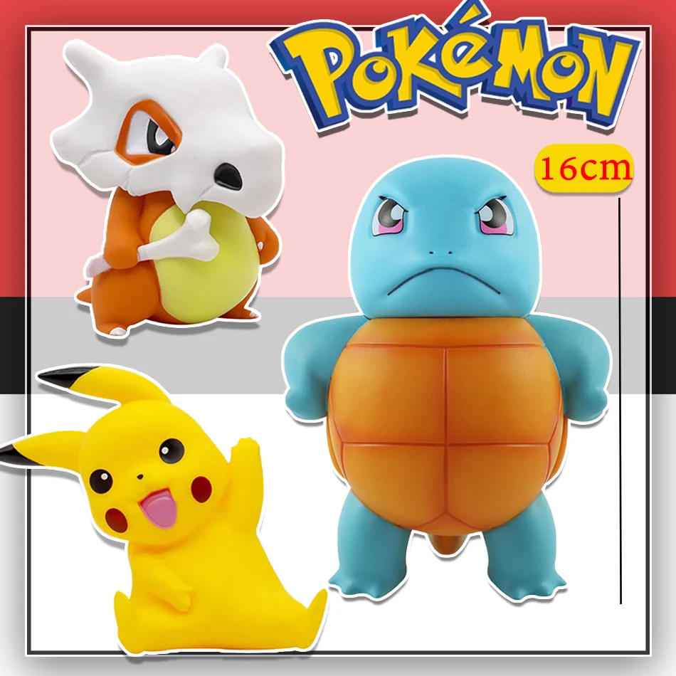 Pokemon Pikachu 16 cm große Vinylpuppe Anime Squirtle Cubone Kawaii süße Desktop-Dekorationen Erwachsene Geschenk Kinder Geburtstagsgeschenk