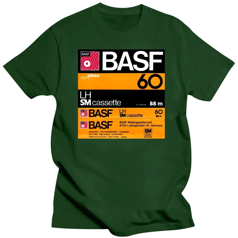 T-Shirt BASF Tape Cassettes Retro Vintage Audiophiles Unisex Heavy Cotton Tee