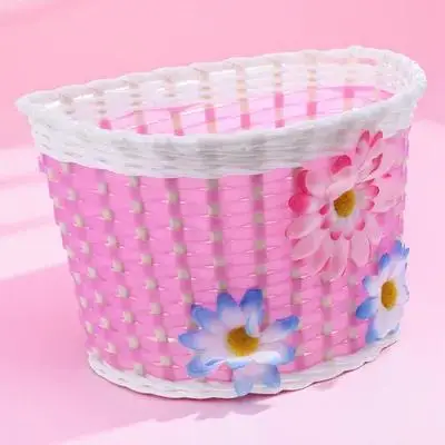 

's Bike Basket Plastic Front Handlebar Basket Fit for Scooter and Mini Bike Flower Design Hanging Short Bar Storage