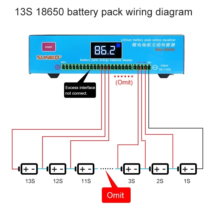 

SUNKKO 524D 5A Intelligent Active Equalizer for Lithium Battery Packs with Wide Input Voltage 110-240V AC