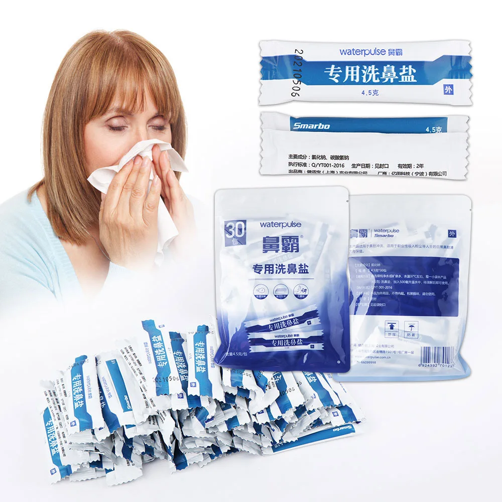 30PCS/Bag Nasal Wash Salt Rinse Mix Allergic Rhinitis Relief Nose Cavity Protector Irrigation for 2.7g 4.5g Adults Nose Cleaner