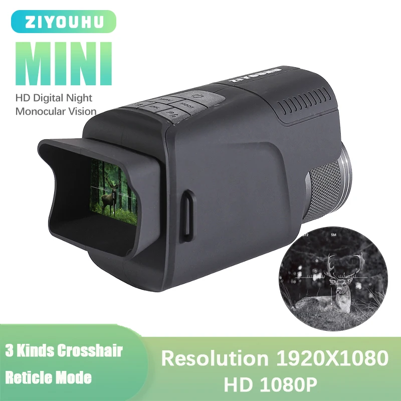 

New Mini 1080P HD Digital Night Vision 7 Level Infrared Monocular Camera 984ft/300m 3 Crosshair Reticle Modes for Hunting Patrol