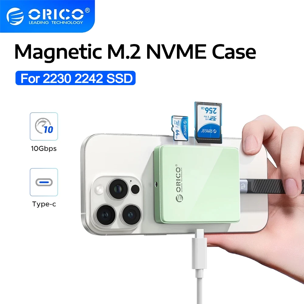 

ORICO Magnetic 2230 2242 M.2 NVMe SSD Корпус 10 Гбит/с USB C Док-станция M2 nvme PCI-E для iPhone 17 Pro Max ProRes MacBook