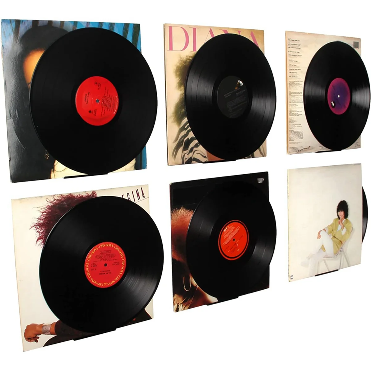 Zwart vinyl platenplank muurbevestiging 8-pack, vinyl houder muur, acryl album platenhouder display