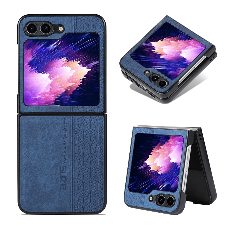 

AZNS Luxury 3D Embossing Folding Case for Samsung Galaxy Z Flip 5 Shockproof Fashionable Protective Leather Back Cover