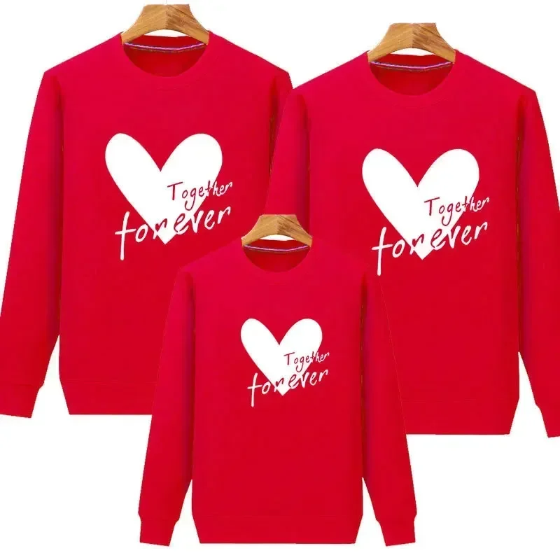 Family Letters Heart Printing Cotton Tops Christmas Sweater Mom Daughter Sweater Couple Family Look Familia Kid Baby Sweatshirt