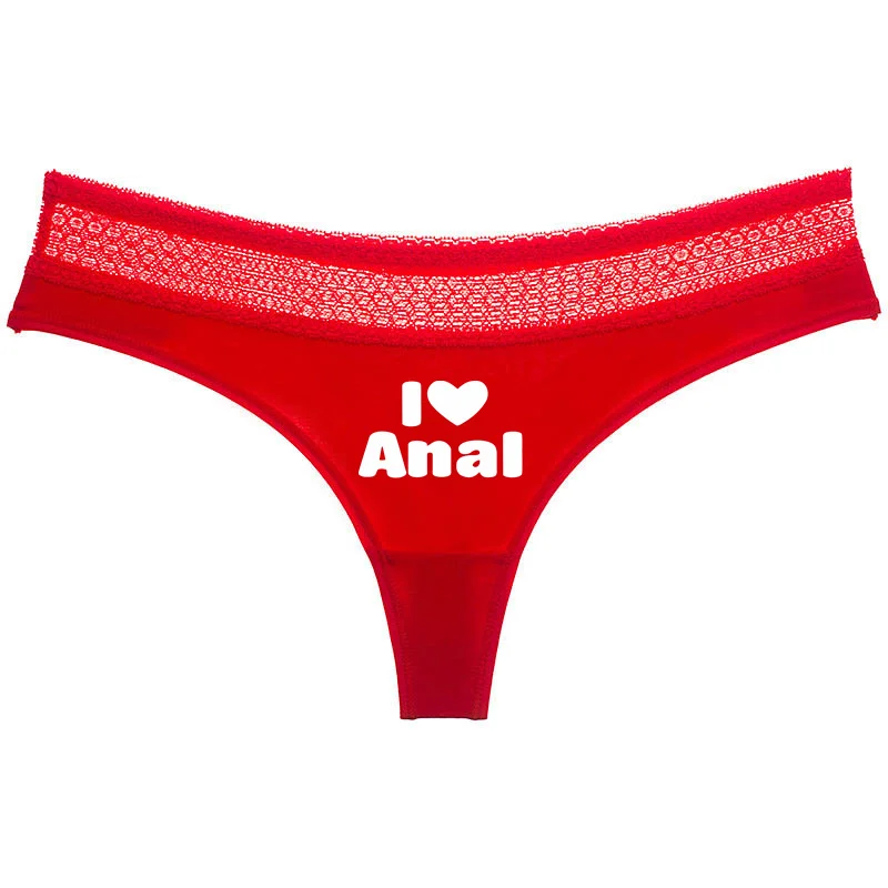 HOT Sexy Underwear for Women I LOVE ANAL Lace Lingerie Temptation Low-waist Panties Female Briefs Breathable G String Intimates