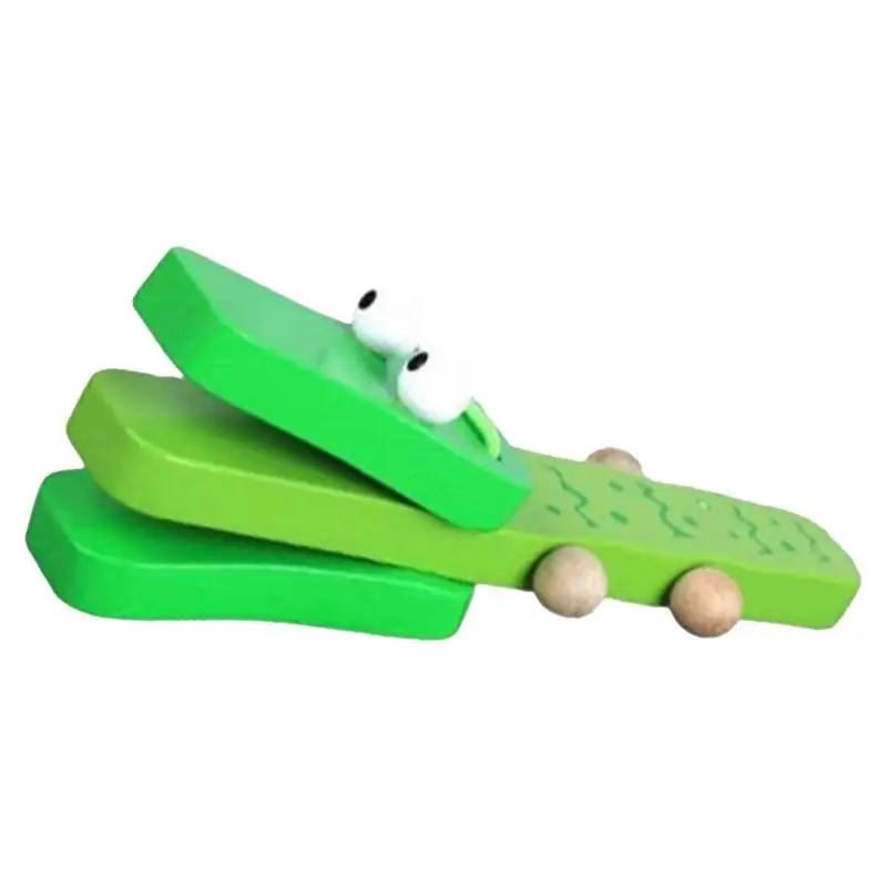 Hand Castanets Wood Crocodile Hand Finger Castanets Educational Percussion Instrument Toy Music Clapper For Adults Kids Toddler