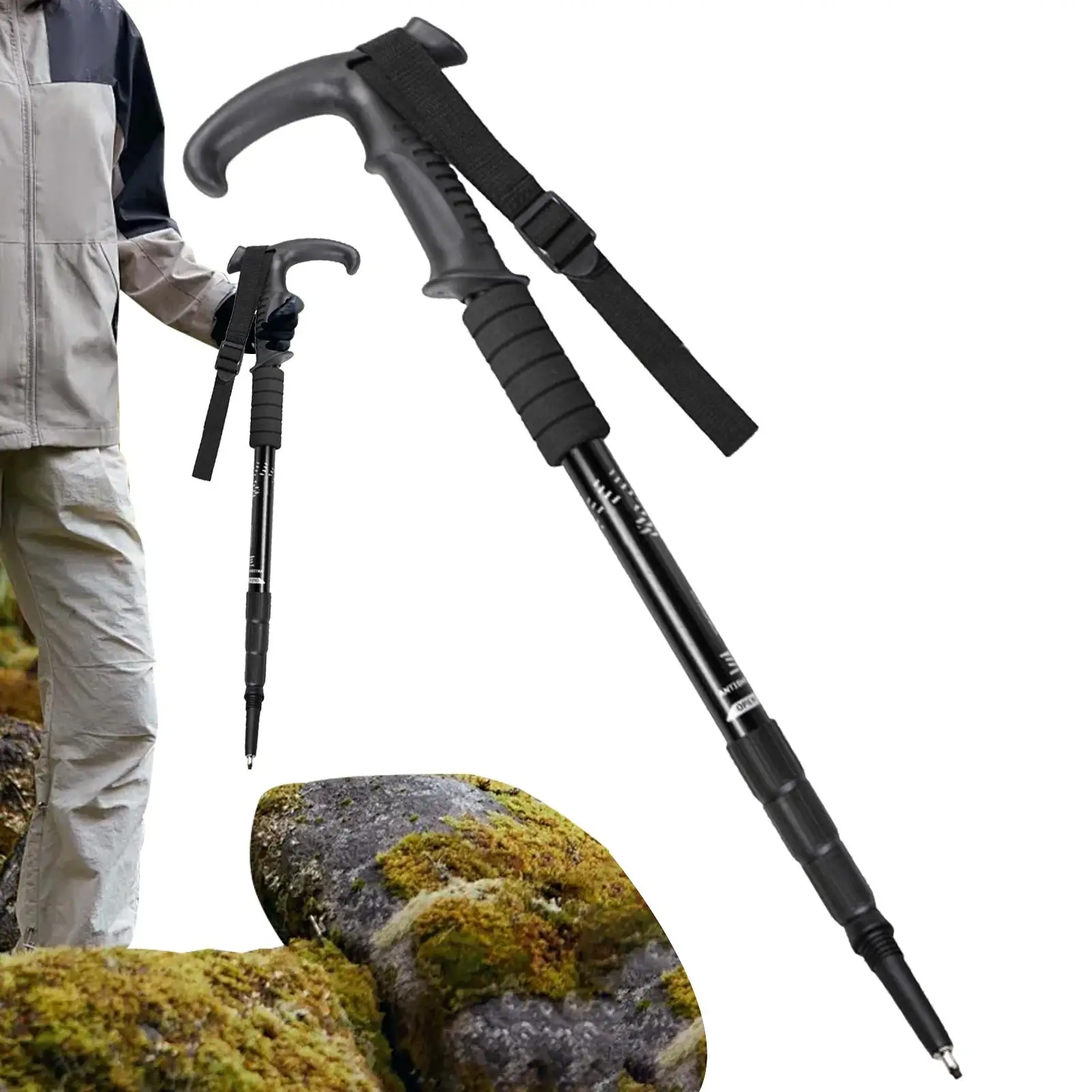 

Trekking Poles For Hiking Lightweight Trekking Poles Anti-slip Handle Aluminum Alloy Retractable Cane For Travel Survival Senior