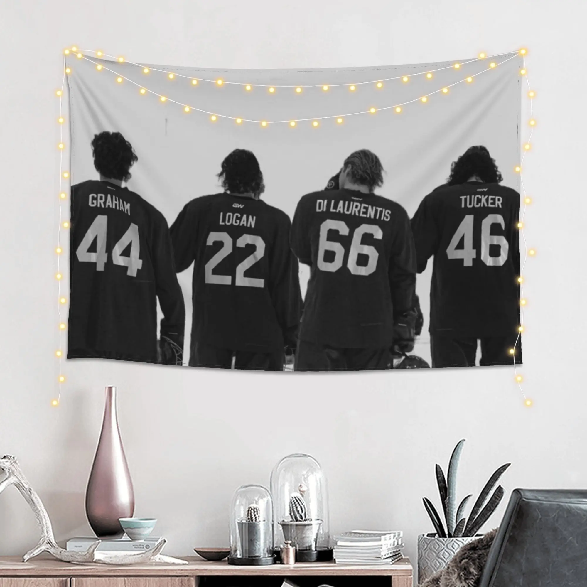 1pc Ice Hockey Four Guys Book Character Tapestry, Off Campus Fan Wall Hanging, Cool Room Stuff, Large Size, Polyester 2D Print,