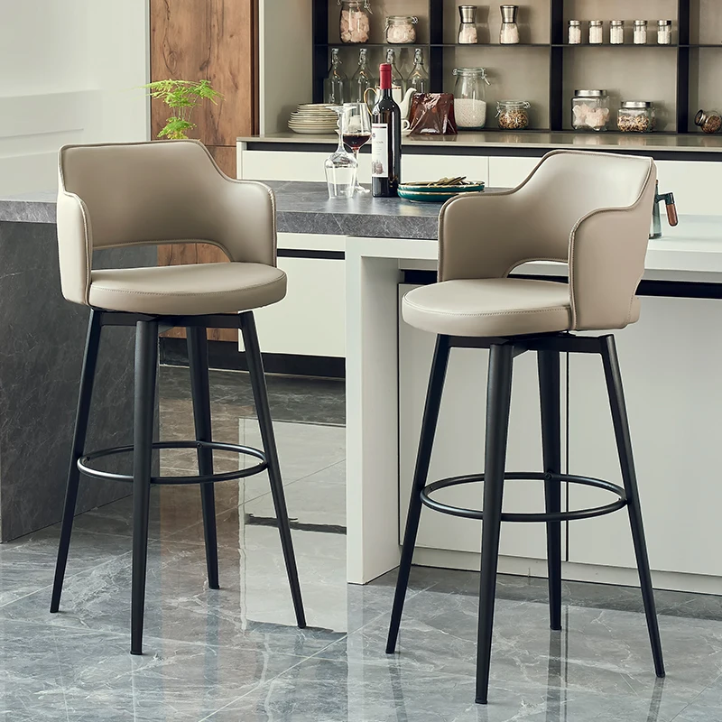 

Minimalist Nordic Beige Bar Stools Beige Unique Sturdy Designer Bar Stools Ergonomic Modern Taburete Alta Cocina Home Furniture